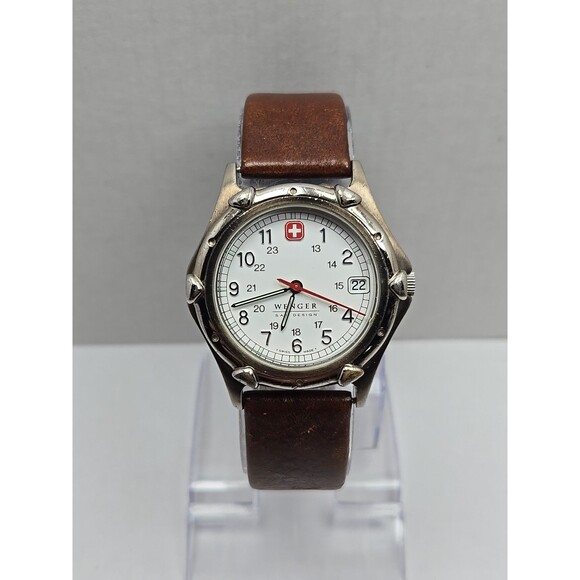 Wenger SAK Design Swiss Army Field Watch Quartz Date 100M White Dial New Battery - Picture 1 of 15